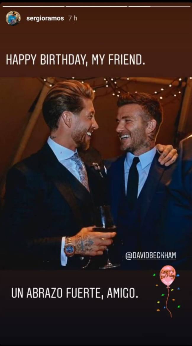 Sergio Ramos felicita a David Beckham