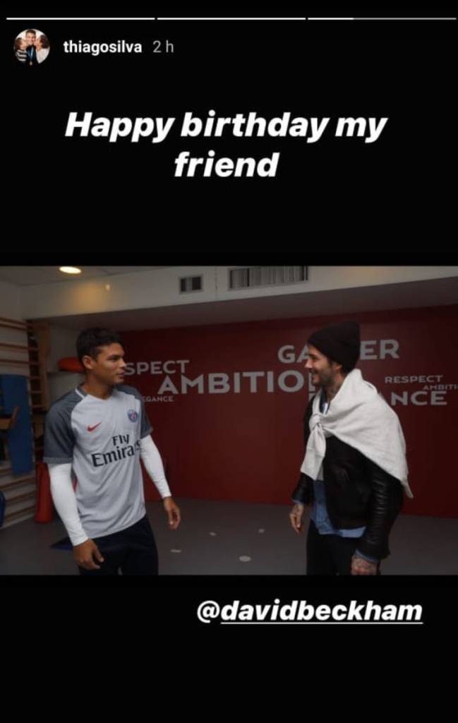 Thiago Silva felicita a David Beckham