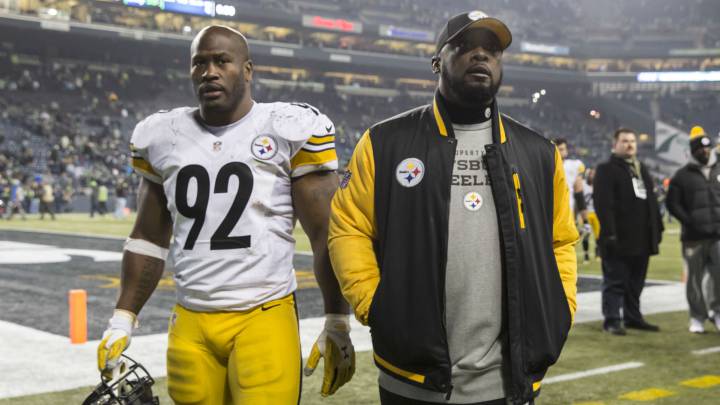 James Harrison y Mike Tomlin