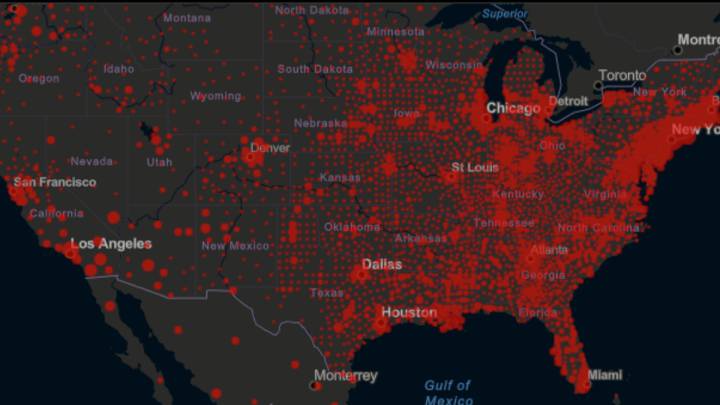 Mapa de casos y muertes por estado de coronavirus en USA; 21 de mayo