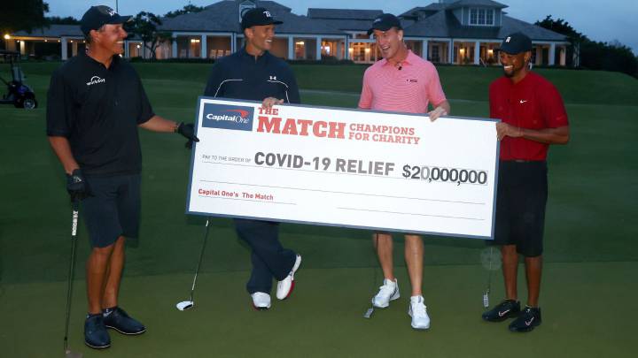 Phil Mickelson, Tom Brady, Peyton Manning y Tiger Woods