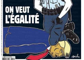 Charlie Hebdo pone a Trump bajo la rodilla del policía