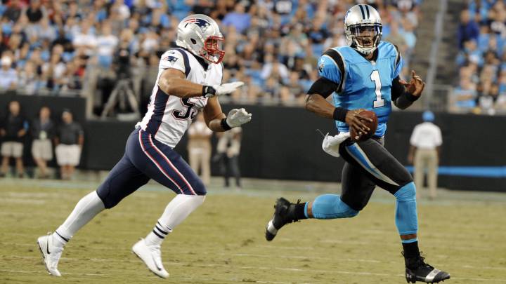 Cam Newton y Kyle Van Noy