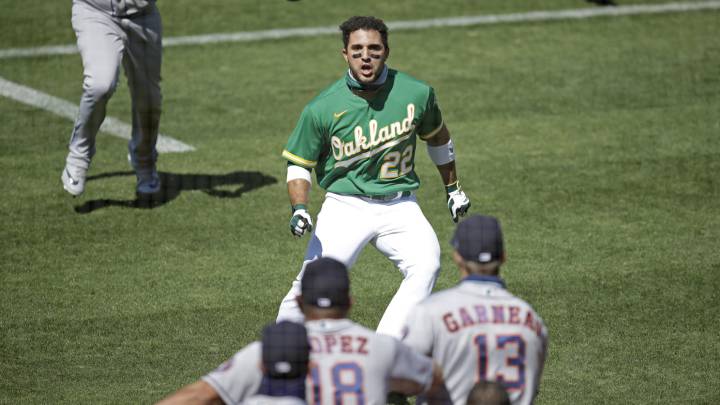 Ramón Laureano en partido contra Astros
