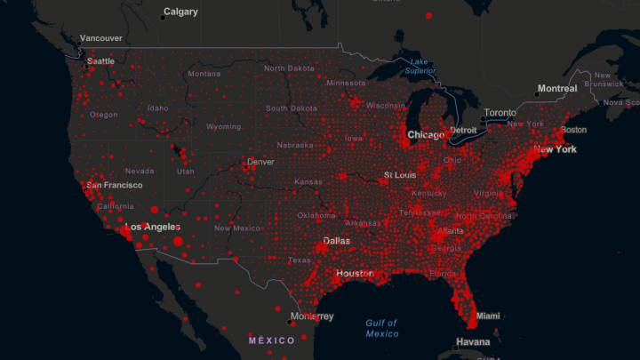 Mapa de casos y muertos por estados de coronavirus en USA; 22 de agosto