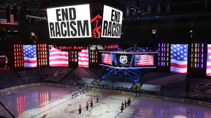 Mensaje antirracisto en playoffs de la NHL