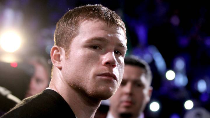 Saúl Álvarez en pelea de box