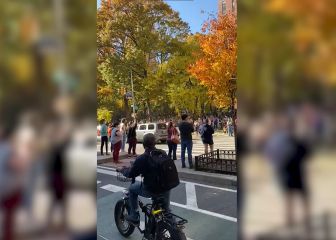 La celebración en las calles de Manhattan tras el anuncio de la victoria de Joe Biden