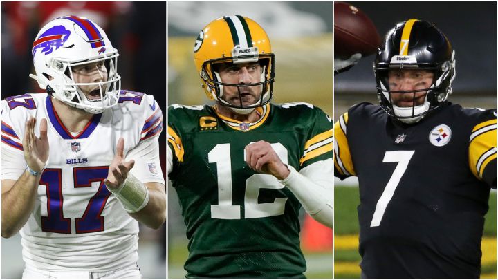 Josh Allen, Aaron Rodgers y Ben Roethlisberger