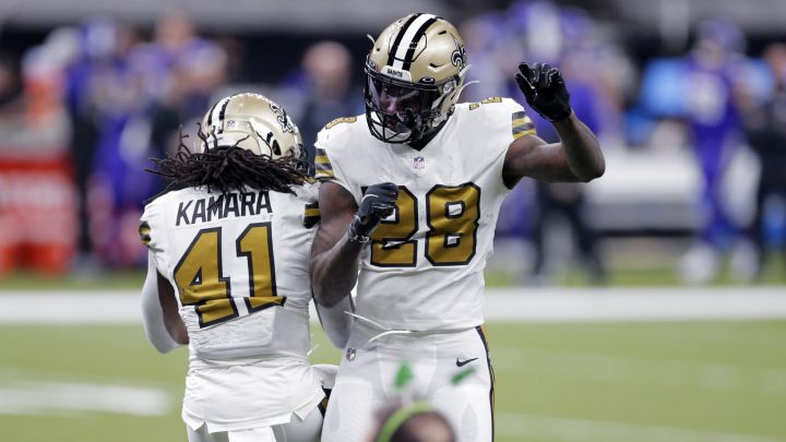 Alvin Kamara y Latavius Murray con los Saints