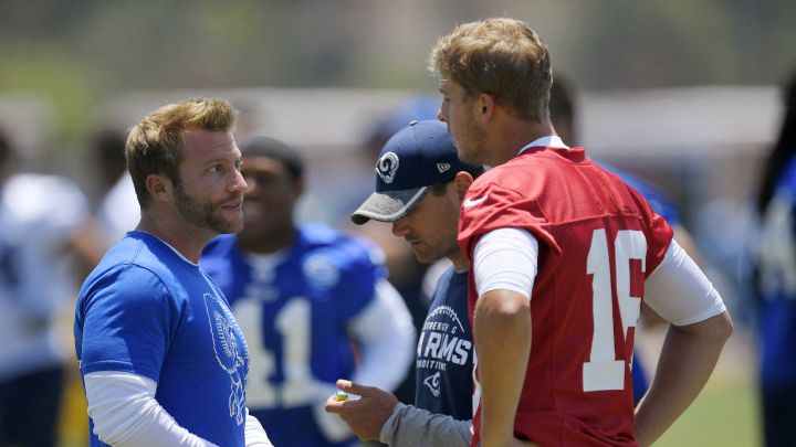 Sean McVay y Jared Goff con los Rams