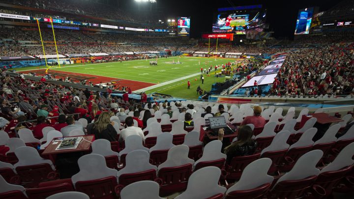 Panorámica del Raymond James Stadium en el Super Bowl LV