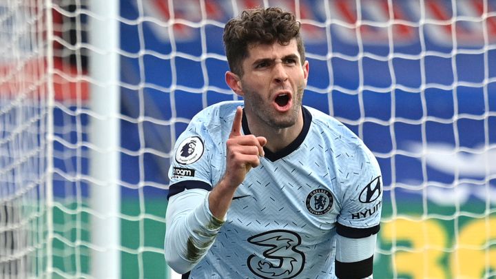 Christian Pulisic celebra un gol con el Chelseam durante el partido de Premier League, ante Crystal Palace.