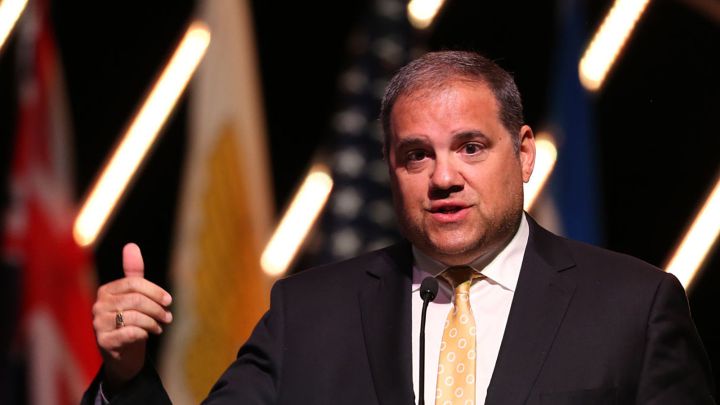 Victor Montagliani, presidente de CONCACAF, en participación durante el 34º Congreso Ordinari de CONCACAF en Las Vegas, Nevada.