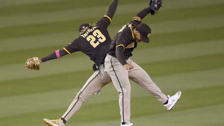 Fernando Tatis Jr. y Trent Grisham con los San Diego Padres