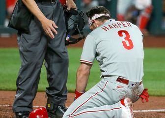 El impactante pelotazo que recibió Bryce Harper en la cara