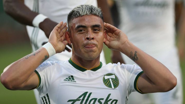 Brian Fernández festejando su anotación con Portland Timbers.