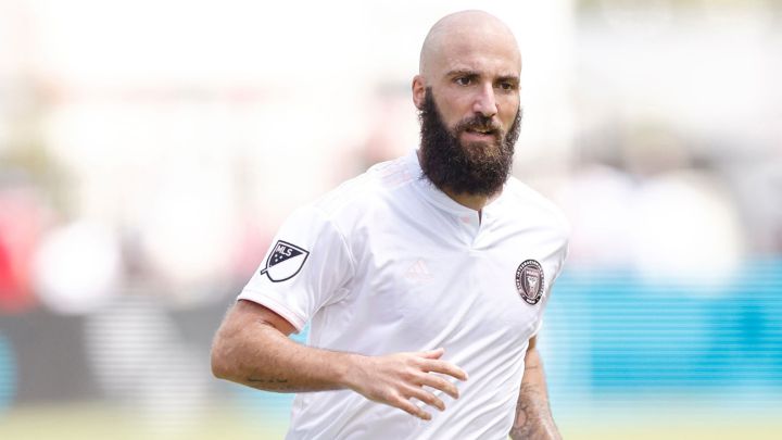 Gonzalo Higuaín en juego de Inter Miami en contra de Atlanta United en el DRV PNK Stadium.