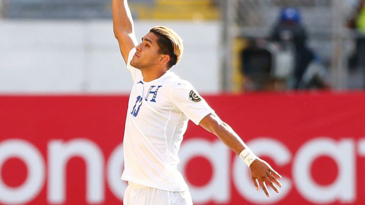 Luis Palma celebra el segundo gol de Honduras ante Estados Unidos, con el cual clasificaron a Tokio 2020.
