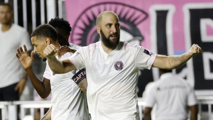 Gonzalo Higuaín celebra su segundo gol en la victoria de Inter Miami ante Montréal.