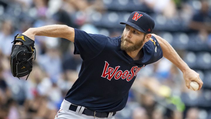 Chris Sale jugando para el equipo filial de Boston Red Sox,