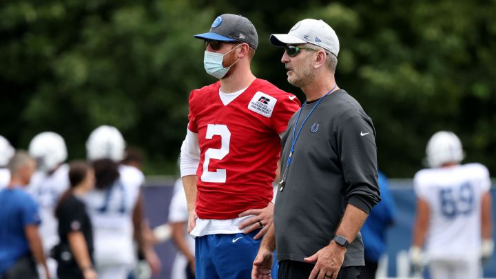 Carson Wentz y Frank Reich con los Colts