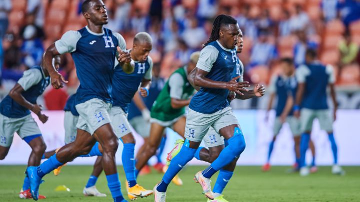 Alberth Elis de Honduras durante el partido Panama vs Honduras, correspondiente al Grupo D de la Copa Oro de la CONCACAF 2021, en el BBVA Stadium, el 17 de Julio de 2021.