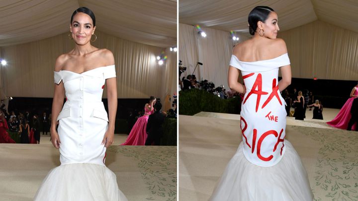 "Tax the rich": el mensaje de Alexandria Ocasio-Cortez en la Met Gala 2021