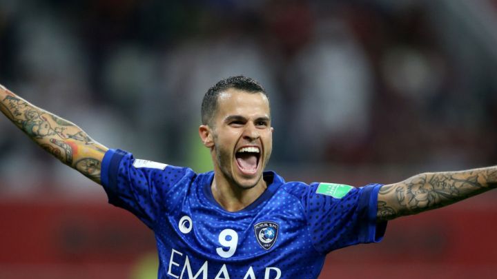Sebastian Giovinco celebra gol con el Al-Hilal FC de Arabia Saudita.