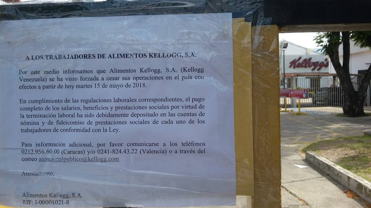 Kellogg’s anuncia cese de operaciones en Venezuela
