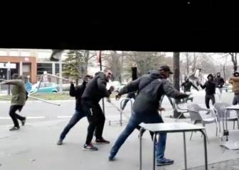 La salvaje pelea entre hinchas del Alavés y del Barça