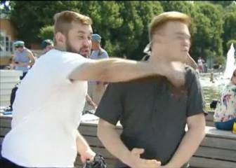 La brutal agresión de un hooligan ebrio a un periodista: ¡demencial!