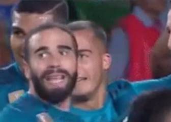 Carvajal, al árbitro tras el gol de Asensio: