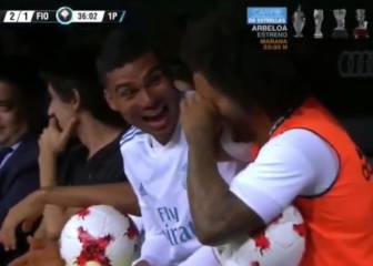 La cómica reacción de Marcelo y Casemiro tras el gol de Cristiano