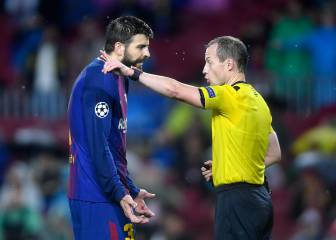La cara que se le quedó a Piqué tras su expulsión por la mano