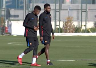 Umtiti vuelve a trabajar a medias con el resto del grupo