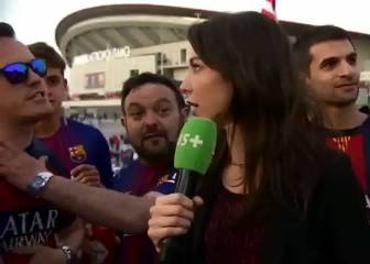 Una periodista francesa a un hincha en la final de Copa: