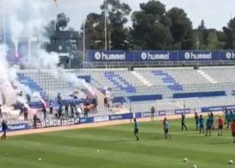 La afición del Sabadell empuja a su equipo en la previa al Mallorca