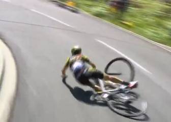 Yates perdió la etapa a 6 km de meta por esta fuerte caída
