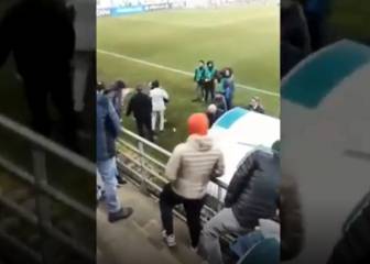 Banca de San Lorenzo lanzó este botellazo a hinchas de Temuco