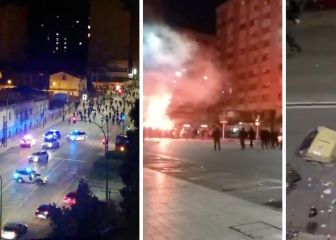 Impactante asedio a la Policía en Gamonal que tiene que meterse en sus coches y huir