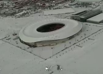 La espectacular imagen del Wanda Metropolitano totalmente cubierto de nieve