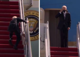 El percance de Joe Biden al subir al avión presidencial que va a dar para miles de memes