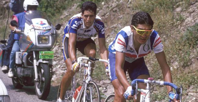 Escapa de Indurain con Chiappucci en la etapa de Val Louron del Tour de Francia de 1991.