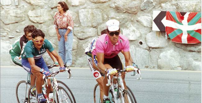 Miguel Indurain y Claudio Chiappucci en el Giro de Italia de 1993.