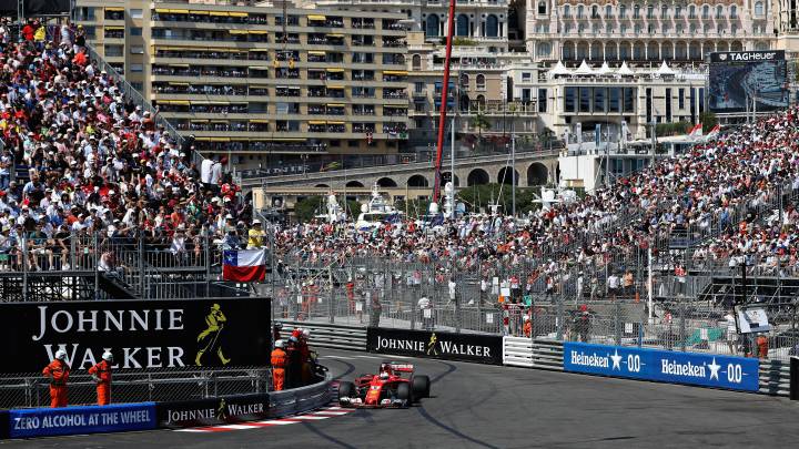 El Ferrari de Vettel en el GP de Mónaco 2017. 