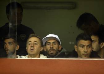 Tevez, en el palco del Ducó