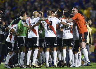 Los jugadores de River, eufóricos tras ganar el Superclásico