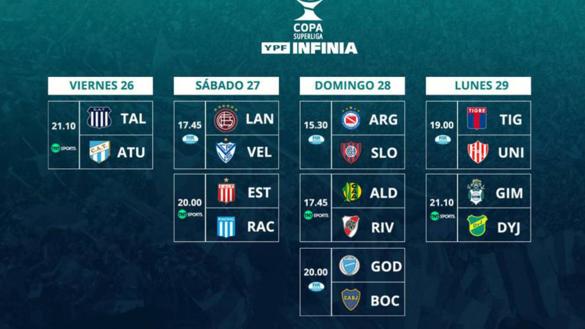 Copa de la Superliga horarios, partidos y fixture la ida de octavos