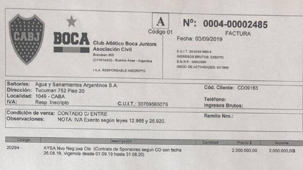 Boca Aysa El Documento Que Muestra La Recision Del Contrato Entre Ambas Partes As Argentina